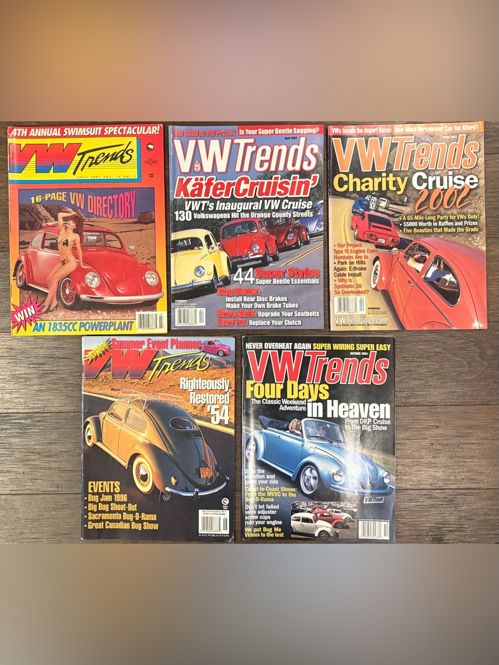Lot of 5 Volkswagen Magazines - VW Trends 1991 2002 2003 1997 2004 Vintage